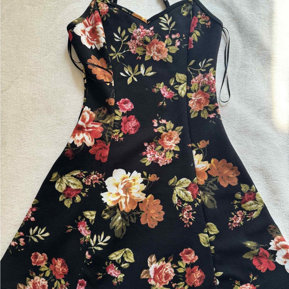 Floral Black Dress Size 2 Ambiance Apparel